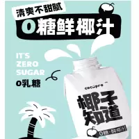 椰子知道0糖鲜椰汁无糖椰奶椰汁植物蛋白饮料咖啡伴侣低GI饮料330ml 12瓶(偏远地区不发货)