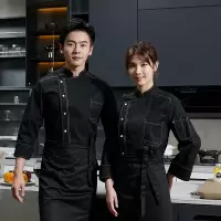 厨师服 帽子+上衣+围裙三件套