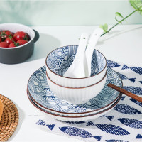 乐扣乐扣 碗碟套装简约组合套 8件套 观沧海