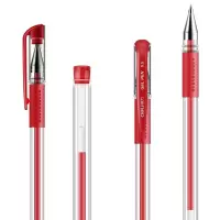得力(deli)红色中性笔考试专用笔学生用0.5mm