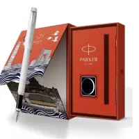 派克新款IM纯白白夹墨水笔+大都会北京礼盒