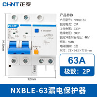 正泰(CHNT)昆仑漏电保护器断路器漏电开关NXBLE-63 2P C63 30mA 6kA 3个装