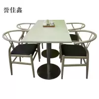 誉佳鑫简易长方形餐桌大理石面陶瓷奶茶店桌1200*600*750含椅