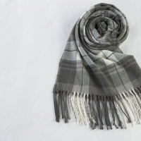 恒源祥礼业HYX1004灰白小格子围巾 浅灰色 30*170