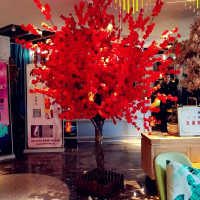 新年陈美仿真红色桃花树大型室内外装饰红包许愿树树网红发财树节庆饰品