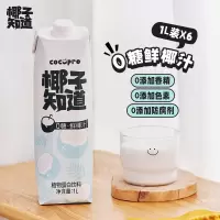 椰子知道0糖鲜椰汁无糖椰奶植物蛋白饮酒席婚庆家宴分享装低GI饮料1L*6瓶