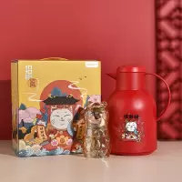 山重山(MOM) 招财纳福壶杯三件套6003 (保温壶1L*1+猫头杯*1+猫身杯*1)