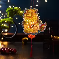 九洲豪 2024节庆用品元宵龙年手提灯笼儿童diy手工材料包卡通led发光手提灯笼 HY-XNDL-6 10个/组