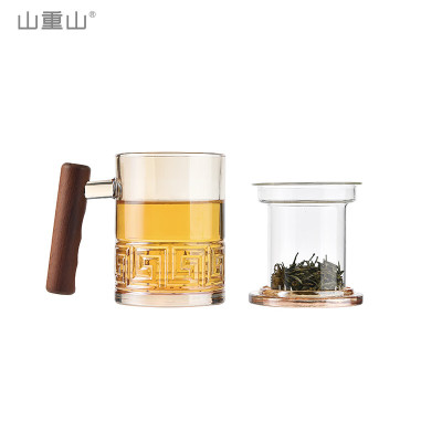 山重山(MOM) 400ML富贵连绵回纹杯(带茶漏)6237 琥珀金