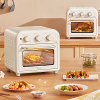 美的(MIDEA)初见P15家用多功能空气炸锅电烤箱一体机高效脱脂/可视化/循环热风免翻面15L浅杏色PT1510