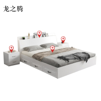 龙之腾榻榻米板式床员工床公寓单人床双人床斜靠抽屉款+10cm垫+床头柜*2个1200mm*2000mm