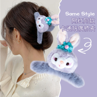 2023秋季新款毛绒绒抓夹女高级感可爱超仙毛毛鲨鱼发夹后脑勺