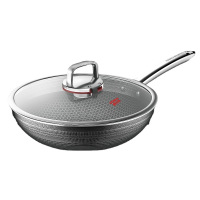 康巴赫(KBH) 第六代炒锅不粘锅抗菌不锈钢家用炒菜锅红点感温 KGH-C32A [六代双蜂窝锅]