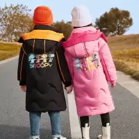 儿童羽绒服女童冬季保暖中大童长款免洗两面穿亲子装羽绒外套8520