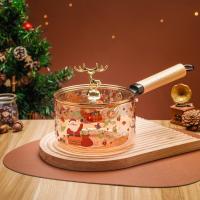 企业定制 琪翔耐高温炖锅高硼硅玻璃单柄汤锅小奶锅1800ml(随机发货)