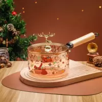 企业定制 琪翔耐高温炖锅高硼硅玻璃单柄汤锅小奶锅1800ml(随机发货)