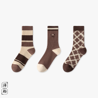 泽布复古小花刺绣休闲女袜3双装W2108颜色随机