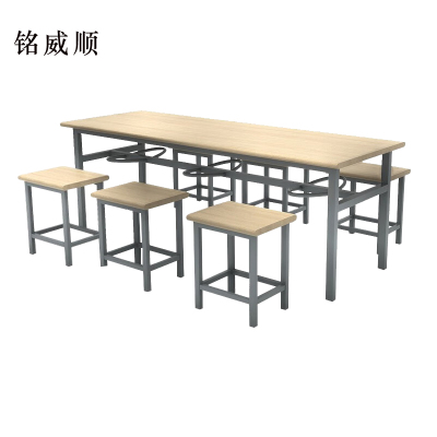 铭威顺冷轧钢六人餐桌学生食堂公司职员户外桌椅组合1600*600*750