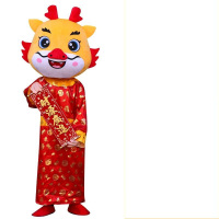 黛莉嘉尔 龙年卡通生肖人偶服装2024新年吉祥物玩偶服饰年会演出服道具头套 黄金龙 166-175cm(BY)/个