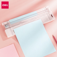 得力(deli) 简约迷你切纸刀A4便携裁纸机裁切照片手动切纸机 单次可裁5张-14251浅红