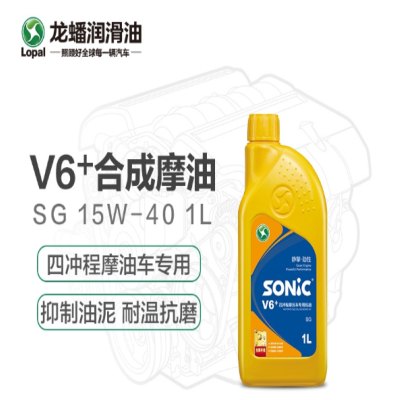 龙蟠 四冲程 摩托车机油 15w40合成机油 SONIC V6 SG 15W-40摩油1L