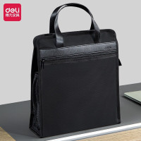 得力 办公手提袋会议包事务包/文件包 加厚大容量商务拉链袋电脑公文包 得力63760竖版公文包(黑色)(只)*2
