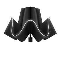 手动钢骨伞架 碰击布+反光条 塑料手柄YF-S2021039 晴雨两用伞