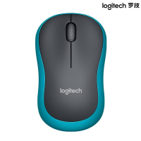 罗技(Logitech)M186 无线鼠标 对称鼠标 商务办公家用鼠标 黑色蓝边 带无线2.4G接收器