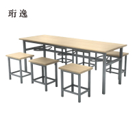 珩逸冷轧钢六人餐桌学生食堂公司职员户外桌椅组合1600*600*750