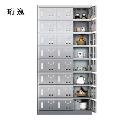 珩逸304不锈钢食堂带锁餐具柜24门碗柜磁吸锁1800*900*350