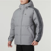 阿迪达斯 IT8733男装棉羽外套 2023冬季新款户外时尚休闲运动服防风保暖羽绒服 浅灰