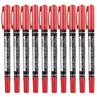 得力6824小双头记号笔(红色)粗头1.5mm 细头0.5mm勾线笔马克笔12支/盒