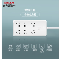 德力西 插座 国标接线板插线板多功能插头加粗线转换器小红点电源插座 六位五孔总控1.8米