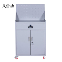风雷动工具柜加厚铁皮储物柜工厂车间用带抽屉汽修多功能收纳柜灰白色一斗小柜含轮子