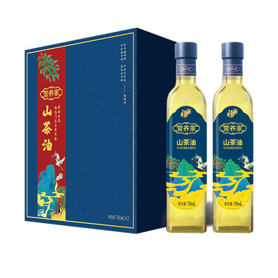 中粮福临门营养家山茶油礼盒750ml*2瓶装食用油植物油礼盒