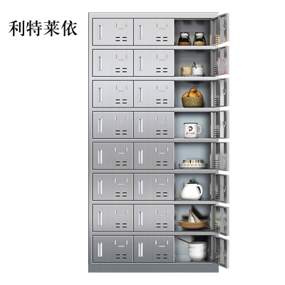 利特莱依304不锈钢食堂带锁餐具柜24门碗柜磁吸锁1800*900*350