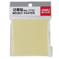 办公文具本册便签/标签便签纸得力deli773376*76mm(淡黄) 12包装