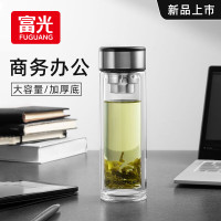 富光铭其双层玻璃杯男士高档茶水分离泡茶杯车载水杯400ml