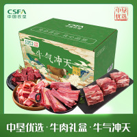 中国农垦牛肉礼盒牛气冲天大礼包(牛肉筋+牛肉块+牛脊骨段+黄膘大牛排+牛腩块)500*2