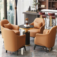 白寅 BY-SFCJZH-003 一桌四椅橙色[圆桌70*75] 西皮(单位:套)