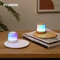 HYUNDAIHYUNDAI 时尚炫彩磁吸夜灯无线充音箱卧室创意床头小夜灯YH-F020 白色