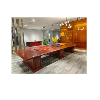 秦鑫(QINXIN)一级高密度中纤板胡桃色油漆会议桌,A级油漆 4000*1500*760mm 桌面厚度7.5cm