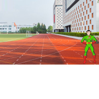 柏胜新国标 13mm塑胶跑道彩色橡胶颗粒胶地面户外步道体育运动场地施工 新国标透气型跑道材料