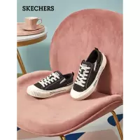 SKECHERS斯凯奇NEW MOON心悦帆布鞋系列男女饼干鞋155391 BLK黑色 38