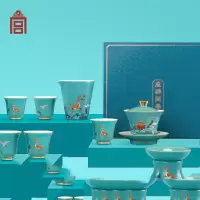 北京故宫文化服务中心故宫文创 鹿鹤同春茶杯茶罐礼盒套装生日礼物男 商务礼 鹿鹤同春