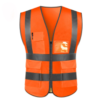 者也 反光马甲反光背心荧光马甲作业警示服反光衣救援服骑行环卫马甲交通施工服多口袋 橘色