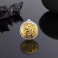 聚运鑫龙年金镶玉吊坠仿白玉镶金箔家居饰品龙图案腾龙