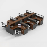 Safmax 职员办公桌屏风卡座办公室桌 干字型6人位(不含椅)
