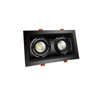 百士安 LED格栅灯双头方形筒灯嵌入式商用斗胆灯 黑壳-14W-白光(孔100*200mm)