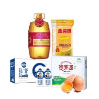 食品300型套餐1(胡姬花食用油5L+德青源鸡蛋30枚+三元纯牛奶250ml*12+金龙鱼珍珠米5kg)